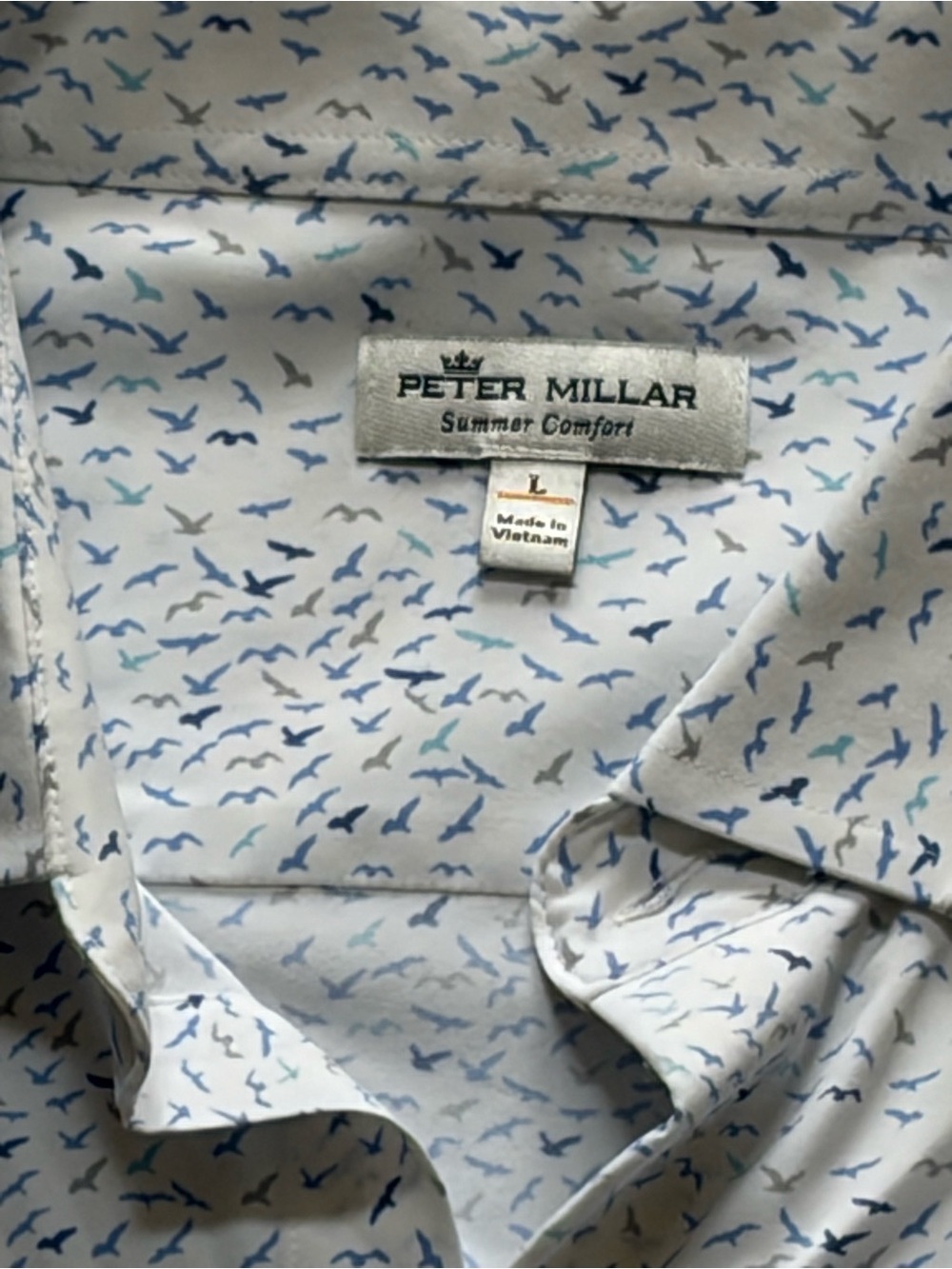 Men’s Peter Millar ultra lightweight seabird-themed golf shirt